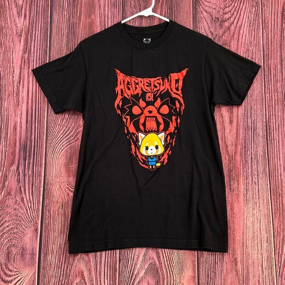 Aggretsuko Sanrio Rage T-Shirt Adult Size‎ Medium Black Hello Kitty Netflix - Picture 1 of 6